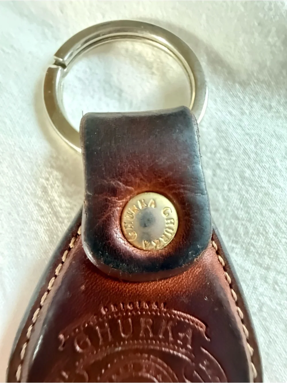 Ghurka No. 226 Dark Brown Leather Embossed Key Holder with Brass Ring
